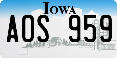 IA license plate AOS959