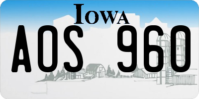 IA license plate AOS960