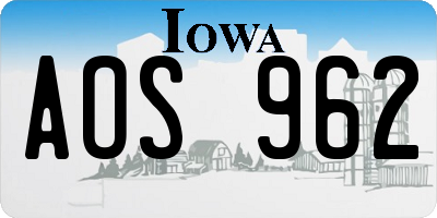 IA license plate AOS962