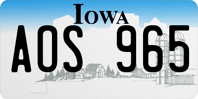 IA license plate AOS965