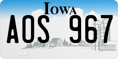 IA license plate AOS967