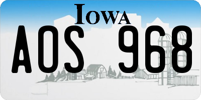 IA license plate AOS968
