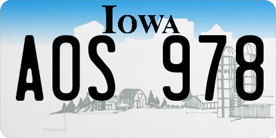 IA license plate AOS978