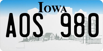 IA license plate AOS980
