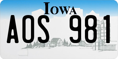 IA license plate AOS981
