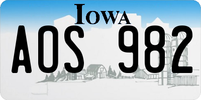 IA license plate AOS982