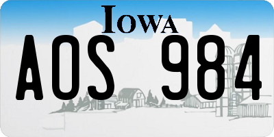 IA license plate AOS984