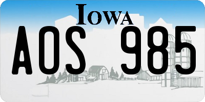 IA license plate AOS985