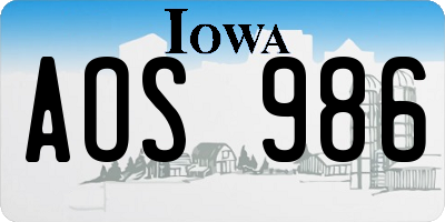 IA license plate AOS986