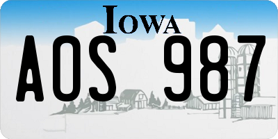 IA license plate AOS987