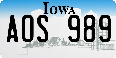 IA license plate AOS989