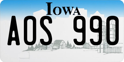 IA license plate AOS990