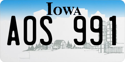 IA license plate AOS991