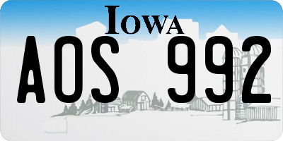 IA license plate AOS992