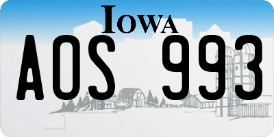 IA license plate AOS993