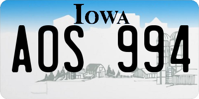IA license plate AOS994