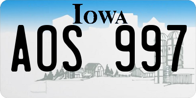 IA license plate AOS997
