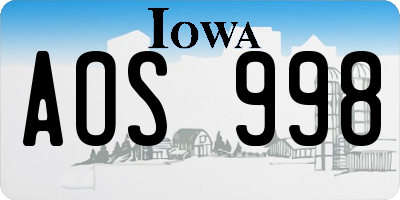 IA license plate AOS998