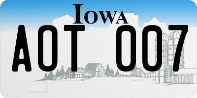 IA license plate AOT007