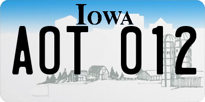 IA license plate AOT012