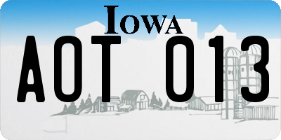 IA license plate AOT013