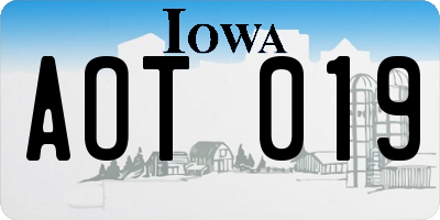 IA license plate AOT019