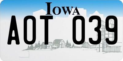 IA license plate AOT039