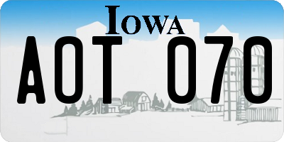 IA license plate AOT070