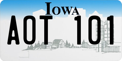 IA license plate AOT101