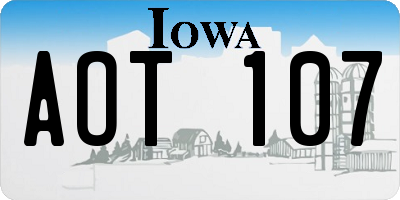 IA license plate AOT107
