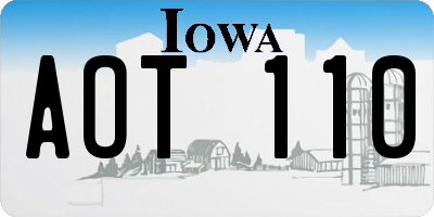IA license plate AOT110