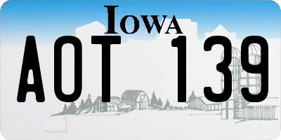 IA license plate AOT139