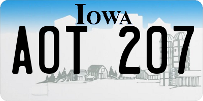 IA license plate AOT207