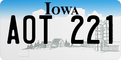IA license plate AOT221
