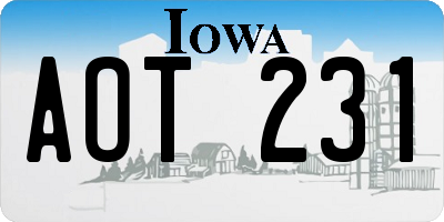 IA license plate AOT231