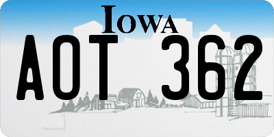 IA license plate AOT362