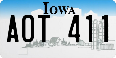 IA license plate AOT411
