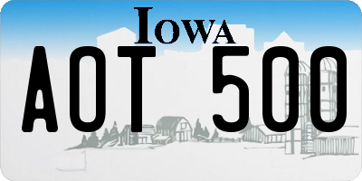IA license plate AOT500