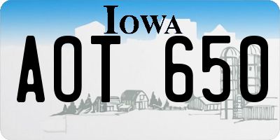 IA license plate AOT650