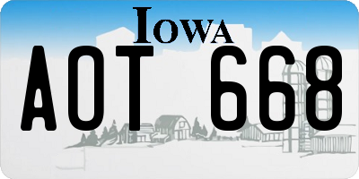 IA license plate AOT668