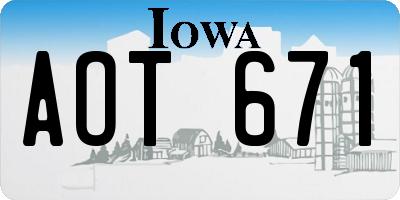 IA license plate AOT671