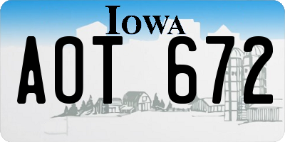 IA license plate AOT672