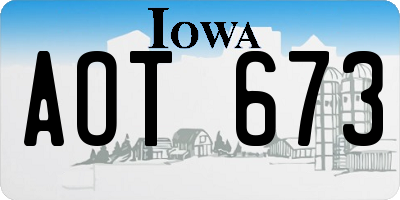 IA license plate AOT673