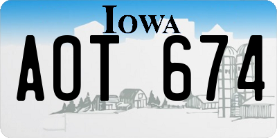 IA license plate AOT674