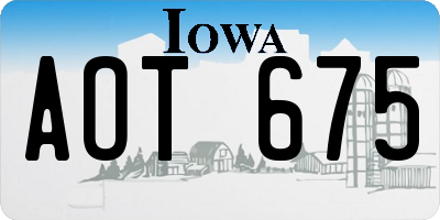 IA license plate AOT675