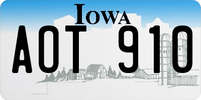 IA license plate AOT910