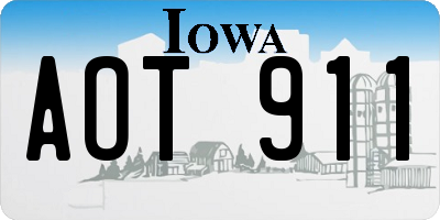 IA license plate AOT911