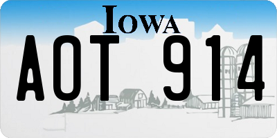 IA license plate AOT914
