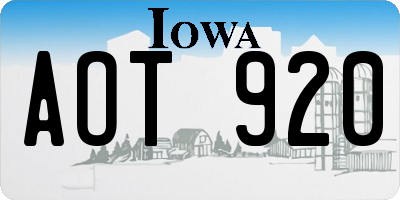 IA license plate AOT920