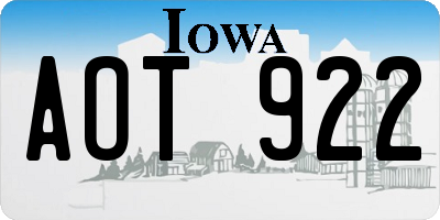 IA license plate AOT922